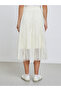 Off White Tulle Mesh Midi Skirt - 4
