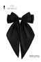 Women's Black Shiny Bow Ribbon Long Luxury Buckle - 5