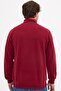 Men's Burgundy Standard Fit Regular Cut Cotton Half Zipper Stand Collar Cotton Sweatshirt - 7