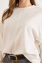 Women's White Crew Neck Stitching Detail Flowy Thessaloniki Blouse Blz-19003164 - 5