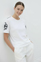 Crew Neck Sleeve Embroidered Regular Knitted White T-Shirt - 2