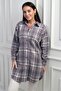 Women's Side Slit Plaid Long Shirt - 2