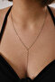 Steel Lip Y Necklace Mirrored Chain Necklace 1mm Elegant Minimal 50cm