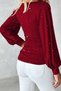 New Season Women's Stoned Degaje Collar Long Sleeve Sandy Fabric Blouse - 7