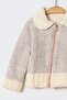 Baby Girl Plush Collar Zippered Lined Winter Jacket - 6