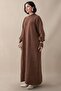 Mina Balloon Sleeve Knit Dress - Brown - 4