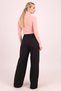 Women's Black High Waist Front Pleated Detail Wide Leg Pants Arm-26K136041 - 3