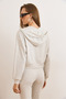 Women's Snow Melange Modal Buttoned Hooded Zippered Flowy Sweatshirt Swt-19000774 - 5