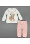 Baby Girl Teddy Bear Printed Snap Fasteners Top and Bottom Two-Piece Casual Set 6-18 Months - 3