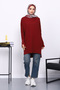 Burgundy Short Front Long Back Knit Tunic