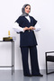 Navy Blue Vest and Pants Cupra Modal Set - 3