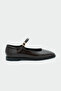 Flue Black Leather Women's Buckle Flat Ballet Flats