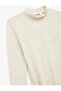 Mock Neck Textured Bodysuit with Long Sleeves and Belt Detail - 4