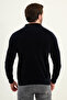 Plain Slim Fit Zipper Polo Neck Chenille Fabric Men's Knitwear Navy Blue - 11576.25K - 3