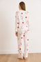 Women's White Strawberry 100% Cotton Long Sleeve Pajama Set PJM-00000024 - 2
