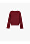Stone Detailed Crew Neck Long Sleeve Printed Cotton T-Shirt - 2