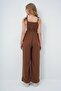 Acı Kahve Aerobin Salopet Pants with Front Pockets and Strap Ring Detail Alc-X13581 - 6