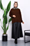 Brown Crew Neck Soft Textured Oversized Knitwear Sweater - 2