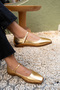Flue Gold Leather Women's Buckle Flat Ballerinas - 3