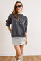 Women's Smoked Good Mood Embroidered Fleece-Lined Comfortable Fit Sweatshirt Swt-19000776 - 6