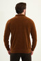 Plain Slim Fit Zipper Polo Neck Chenille Fabric Men's Knitwear Brown - 11576.25K - 3