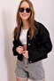 Black Crop Denim Jacket Alc-X3631-Rv - 3
