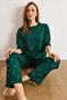 Women's Green Heart 100% Cotton Long Sleeve Pajama Set Pjm-00000024 - 5