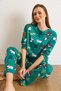 Women's New Year Green 100% Cotton Long Sleeve Pajamas Set Pjm-00000024 - 3