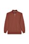 Unisex 3-Pack Navy Blue-Brown-Green Relax Fit Cotton Half-Zip Mock Neck Sweatshirt - 3