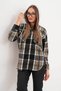 Women's Black White Yellow Striped Hooded Shirt - 3