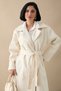 Lined Cream Cashmere Coat with Hidden Placket and Belt - 3