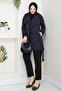 Women's Double-breasted Collar Belted Trench Coat - 2