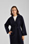 Navy Blue Regular Belted Cashmere Coat - 7