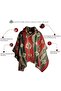Green Beige Red Ethnic Patterned Woolen Warm Hooded Unisex Camper Poncho Winter Shawl - 5
