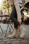 Elegant Beige Elastic Rubber Sole Women's Boots
