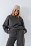 Unisex Oversized Tracksuit Set Basic Smoked Melange – Crew Neck, Wide Legs, 3 Thread Fleece-Lined Fleece - 5