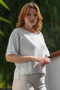 Cream Round Neck Short Sleeve Lace Knitwear Blouse 64 57 - 5