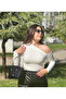 Beyaz Asimetrik Yaka Basic Body