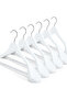 White Wooden Suit Hanger Wide Shoulder Coat Hanger with Trouser Bar 5 Pieces - 6