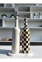 750 ml Handmade Double Decorative Glass Oil Dispenser Set with Sunflower and Checkerboard Pattern – with Serving Stand - 7
