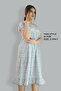 Printed Cotton Blue Nighty - Round Lace Neck - 3