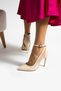 Dej Snake Skin Patterned 10.5cm Belt Strap Pointed Toe Stiletto Thin Heels Women Shoes - 3