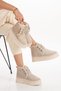 Women's Cream Suede Thick Sole Lace-Up Casual Boots - 7