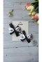 Black and White Polka Dot Patterned Ribbon, November 10Th Ataturk Ribbon Buckle - 2 Pieces with Clips