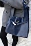 Shopper Bag Shoulder Bag with Belt Accessory Navy Blue - 7