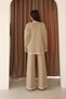 Women's Beige Striped Patterned Knitwear Sweater and Slit Pants Knitwear Top and Bottom Set - 4