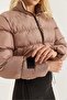 Women's Mock Neck Short Puffer Coat Powder - 5