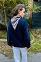 Women's Scarf Detailed Ceylan Embroidered Three Thread Sh Fleece-Lined Sweatshirt Navy Blue - 4