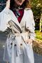 Women's Double-Breasted Collar Buttoned Belted Trench Coat Brown - 5
