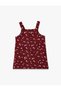 Square Neck Strap Pocket Detail Buttoned A-Line Floral Velvet Dress